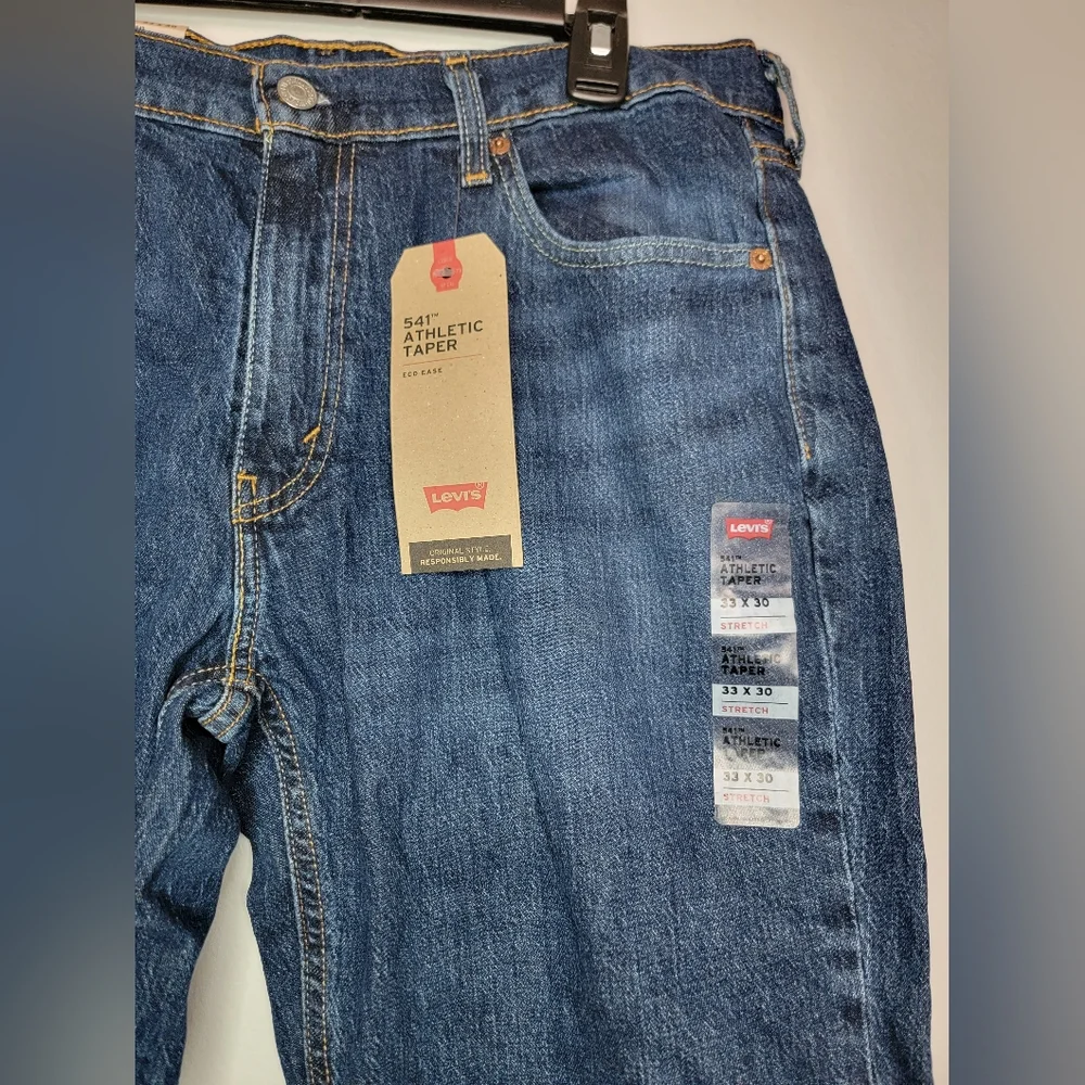 LEVI'S 541 Athletic Taper MEN'S JEANS Blue Regular Straight Waist 33 Length 30 - Picture 3 of 8